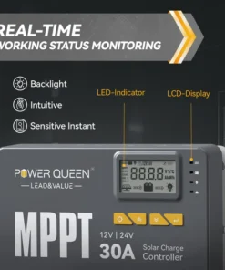 Ρυθμιστής φόρτισης Power Queen MPPT 12/24V 30A με Bluetooth