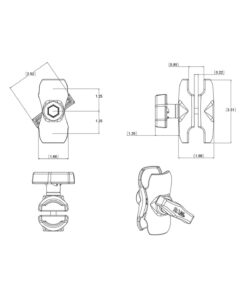 RAM MOUNTS Κορμός 1.5″ Κοντός 9cm