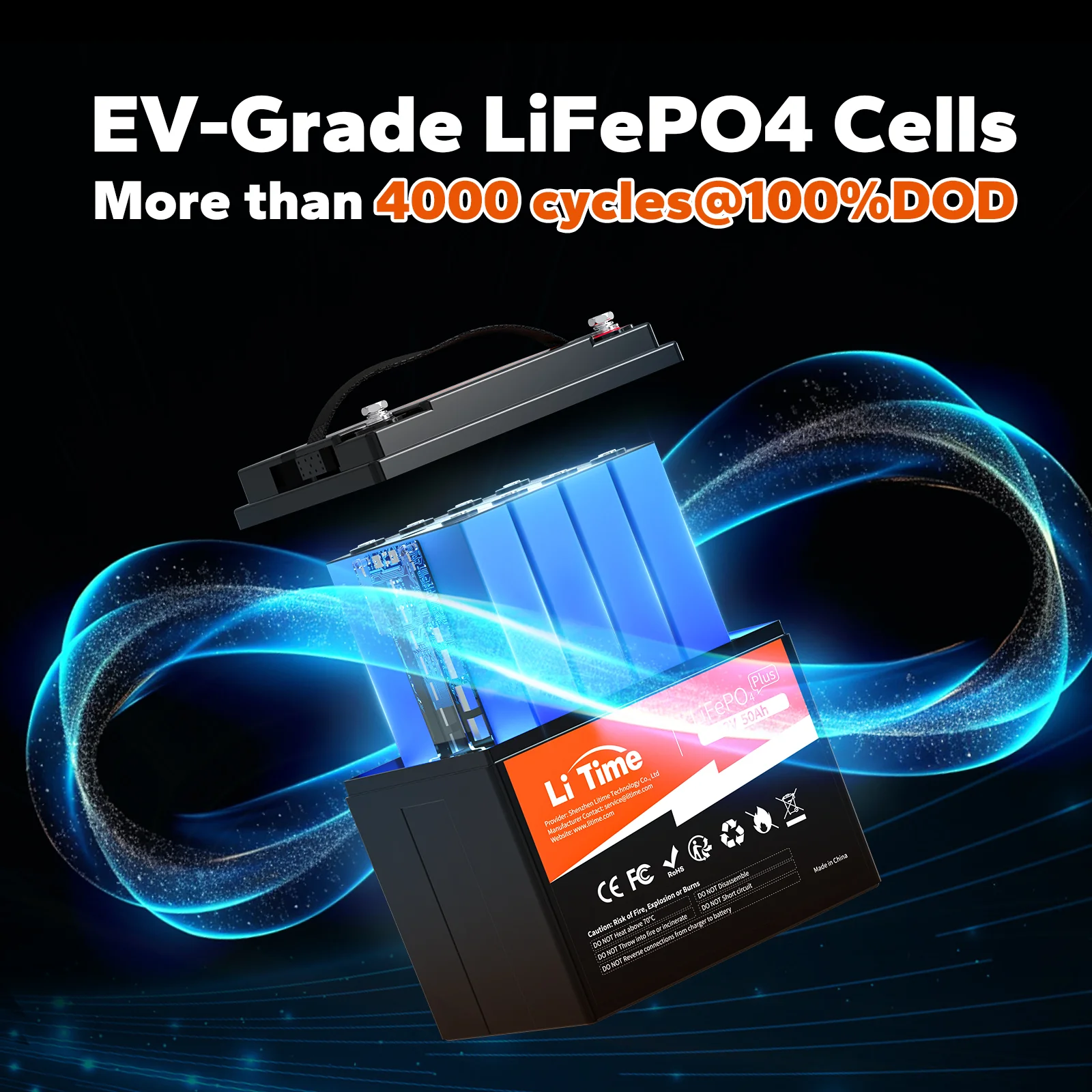 Fishing Accessories - Μπαταρία Λιθίου LiFePO4 12V 50Ah LiTime 4 Μπαταρία Λιθίου LiFePO4 12V 50Ah LiTime