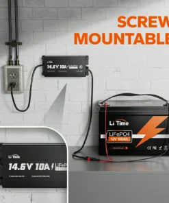 Φορτιστής Μπαταρίας Λιθίου LiFePO4 LiTime 12V 10A Αδιάβροχος IP65