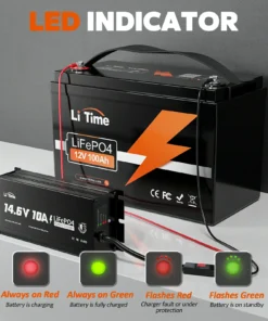 Φορτιστής Μπαταρίας Λιθίου LiFePO4 LiTime 12V 10A Αδιάβροχος IP65