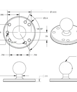 Fishing Accessories - Βάση Στήριξης Στρογγυλή RAM MOUNTS Βιδωτή Μέγεθος B 1″ 9 Βάση Στήριξης Στρογγυλή RAM MOUNTS Βιδωτή Μέγεθος B 1″