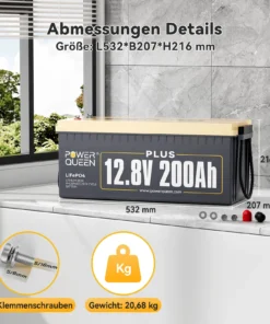 Μπαταριά Λιθίου LiFe-PO4 12V 200Ah PLUS Power Queen 200A BMS