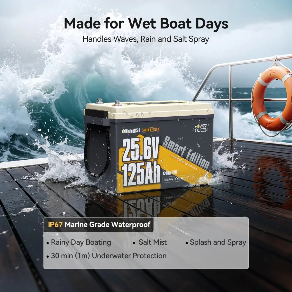 Fishing Accessories - Μπαταρία Λιθίου LiFePO4 24V 125Ah Marine Smart Bluetooth Power Queen Αυτοθερμαινόμενη 12 Μπαταρία Λιθίου LiFePO4 24V 125Ah Marine Smart Bluetooth Power Queen Αυτοθερμαινόμενη